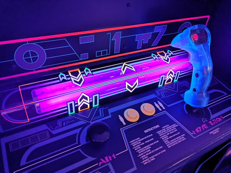 A restored arcade cabinet glowing in the dark